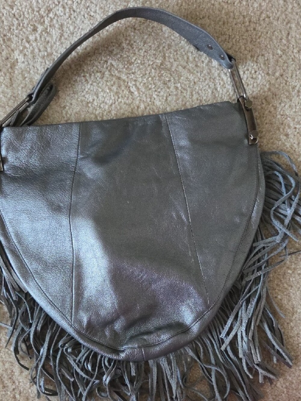 Sharif Gray Bling Fringe Shoulder Bag - Picture 5 of 12